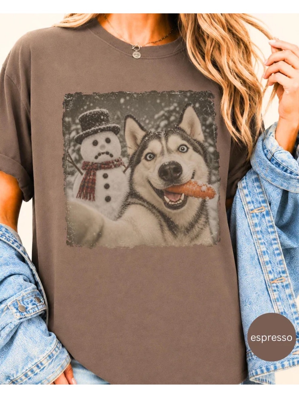 Comfort Colors Espresso Husky Selfie Graphic Tee